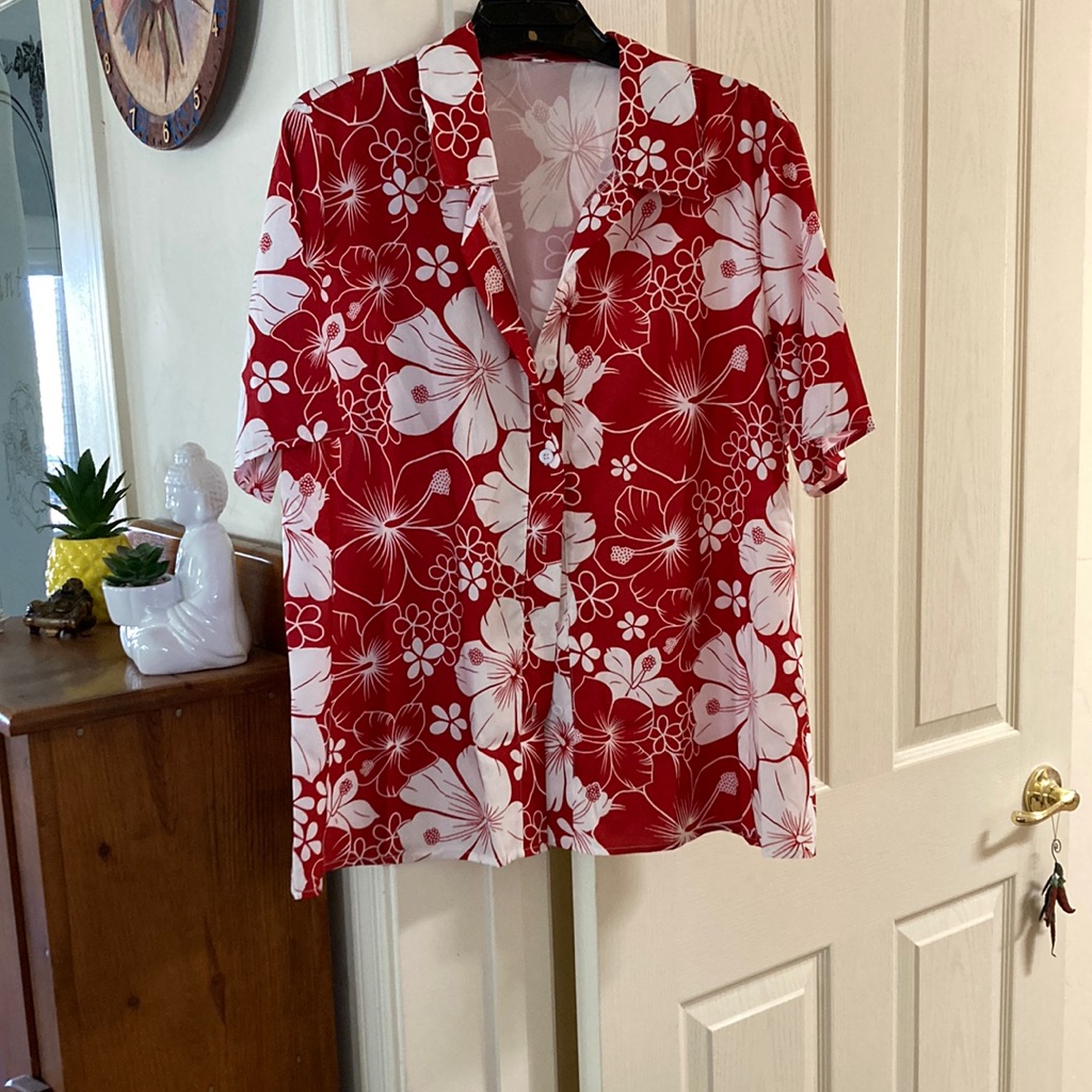 Polyester Red Flowered Blouse
